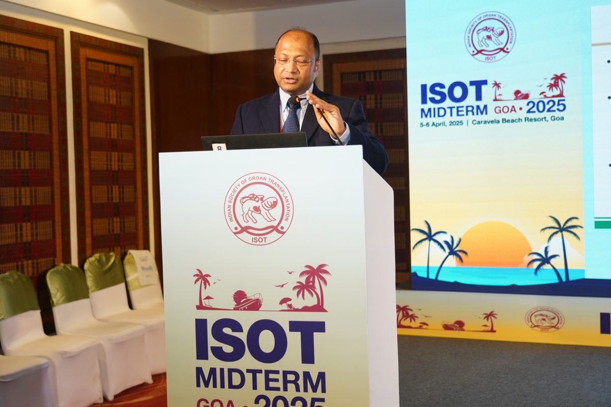 Dr. Mohanka at the ISOT Midterm 2025 podium